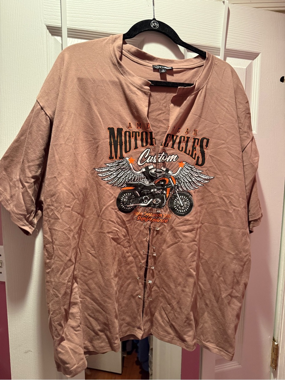 Fashion Nova Tan Graphic Motorcycle Tee - Brown/Tan